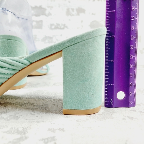 NEW Stuart Weitzman MINT EUCALYPTUS Twist Block Slide High Heel Sandals F404 - Picture 9 of 13